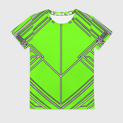 Женская футболка Белые полосы на зелёном фоне