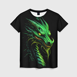Футболка женская Зеленый дракон иллюстрация, цвет: 3D-принт