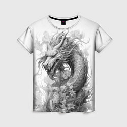 Футболка женская Дракон поднимается из зарослей цветов, цвет: 3D-принт