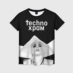 Футболка женская Techno храм монашка в белом, цвет: 3D-принт