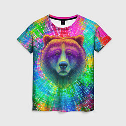 Футболка женская Цветной медведь, цвет: 3D-принт
