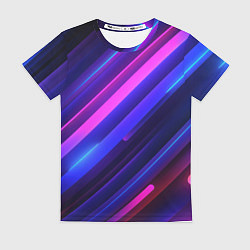 Футболка женская Неоновые яркие абстрактные полосы, цвет: 3D-принт