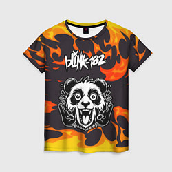 Футболка женская Blink 182 рок панда и огонь, цвет: 3D-принт