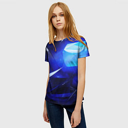 Футболка женская Black and blue abstract background sport style, цвет: 3D-принт — фото 2