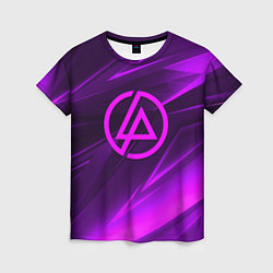 Женская футболка Linkin park neon stripes logo