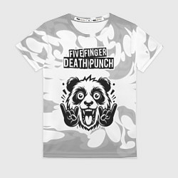 Футболка женская Five Finger Death Punch рок панда на светлом фоне, цвет: 3D-принт
