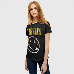 Футболка женская Джинсовка с nirvana, цвет: 3D-принт — фото 2