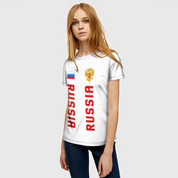 Футболка женская Россия три полоски на белом фоне, цвет: 3D-принт — фото 2