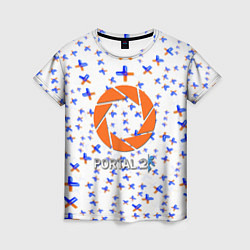 Женская футболка Portal logo pattern steel