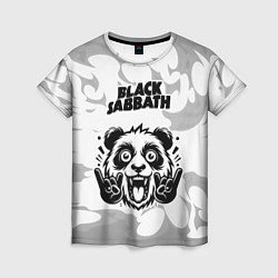 Женская футболка Black Sabbath рок панда на светлом фоне