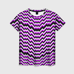 Футболка женская Фиолетовые и белые ломаные линии, цвет: 3D-принт