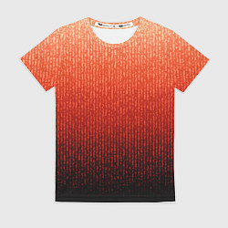 Женская футболка Полосатый градиент оранжево-красный в чёрный