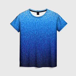 Футболка женская Сине-голубой в вертикальную полоску, цвет: 3D-принт