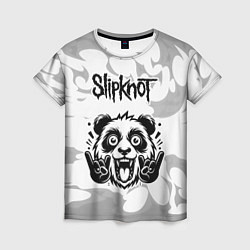 Женская футболка Slipknot рок панда на светлом фоне