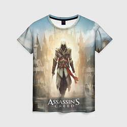 Футболка женская Assassins creed на фоне дворца, цвет: 3D-принт
