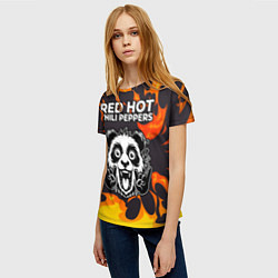 Футболка женская Red Hot Chili Peppers рок панда и огонь, цвет: 3D-принт — фото 2