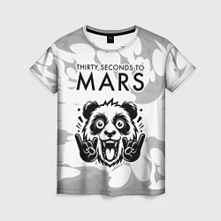 Женская футболка Thirty Seconds to Mars рок панда на светлом фоне