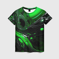 Женская футболка Green dark abstract geometry style