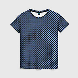 Футболка женская Паттерн чёрно-голубой мелкие шестигранники, цвет: 3D-принт