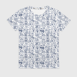 Женская футболка Человечки и животные скетч