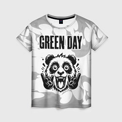 Футболка женская Green Day рок панда на светлом фоне, цвет: 3D-принт