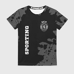 Женская футболка Sporting sport на темном фоне вертикально