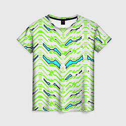 Футболка женская Агрессивный бело-зелёный паттерн, цвет: 3D-принт