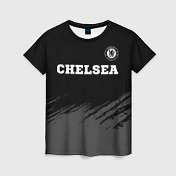 Футболка женская Chelsea sport на темном фоне посередине, цвет: 3D-принт