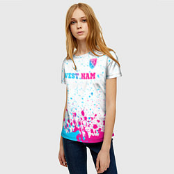 Футболка женская West Ham neon gradient style посередине, цвет: 3D-принт — фото 2