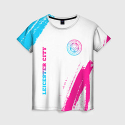 Футболка женская Leicester City neon gradient style вертикально, цвет: 3D-принт