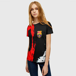 Футболка женская Barcelona fc краски спорт, цвет: 3D-принт — фото 2
