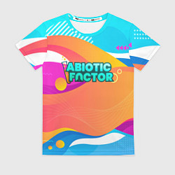 Женская футболка Abiotic Factor цветное безумие