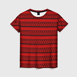 Женская футболка Чёрно-красный норвежский узор