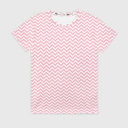 Футболка женская Белый в розовые ломаные полосы, цвет: 3D-принт