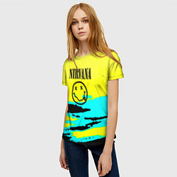 Футболка женская Nirvana краски кислотные, цвет: 3D-принт — фото 2