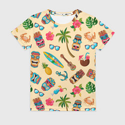 Футболка женская Vacation travel и тотемы индейцев, цвет: 3D-принт