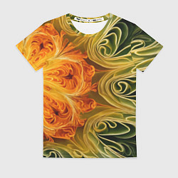 Футболка женская Зелено-оранжевый фрактал, цвет: 3D-принт