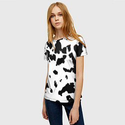Футболка женская Черно белый пятнистый узор, цвет: 3D-принт — фото 2