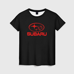 Женская футболка Subaru red logo
