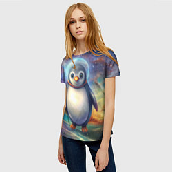Футболка женская Пингвин-космонавт, цвет: 3D-принт — фото 2