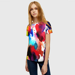 Футболка женская Абстрактная акварельная композиция, цвет: 3D-принт — фото 2