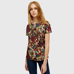 Футболка женская Витражный узор на рубиновом фоне, цвет: 3D-принт — фото 2