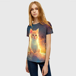 Футболка женская Котик и космические созвездия, цвет: 3D-принт — фото 2