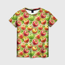 Футболка женская Натуральные яблоки паттерн, цвет: 3D-принт