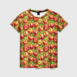 Футболка женская Румяные яблоки паттерн, цвет: 3D-принт