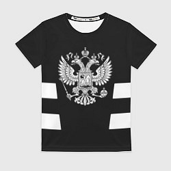 Футболка женская Герб РФ полосы, цвет: 3D-принт