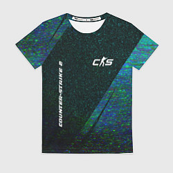 Футболка женская Counter-Strike 2 glitch blue, цвет: 3D-принт