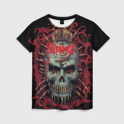 Футболка женская Slipknot череп зомби, цвет: 3D-принт
