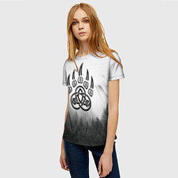 Футболка женская Лес с орнаментом рун и печать велеса - лес мой хра, цвет: 3D-принт — фото 2