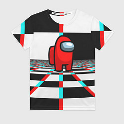 Женская футболка Among us games optical chessboard